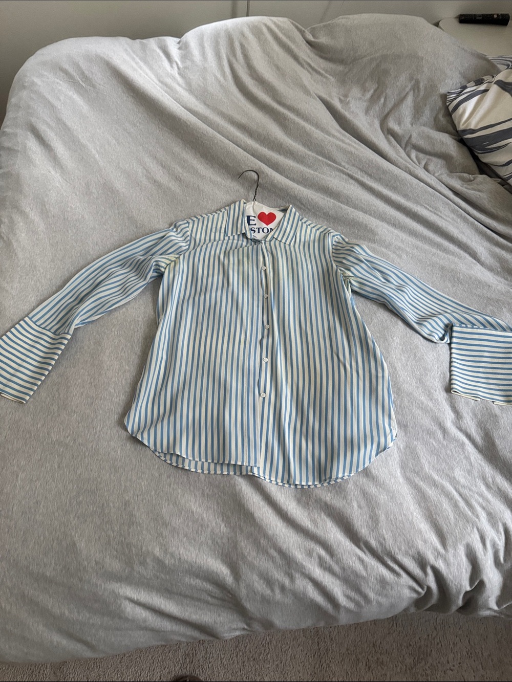 Massimo Dutti Blue & White Vertical Stripe Shirt